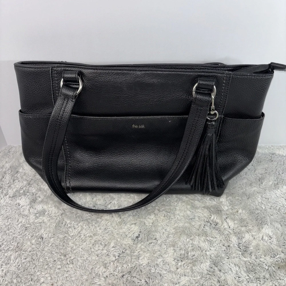 The Sak Ashby Black Leather Tote 12x10x5